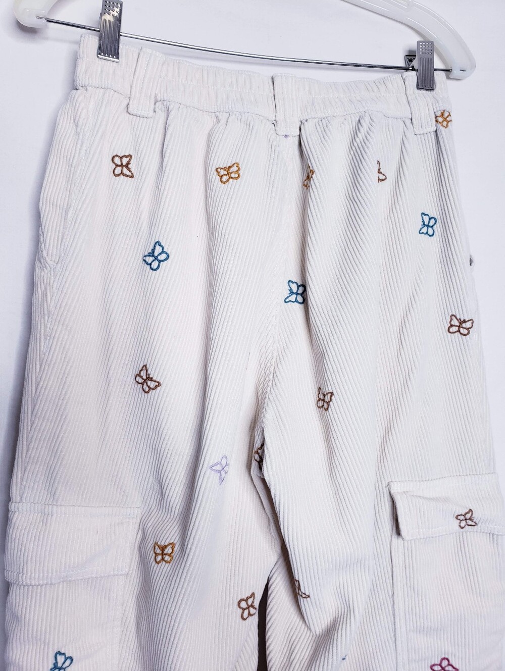 PacSun Butterfly Corduroy High Rise Elastic Waist Cargo Pants Women's Size Small - Picture 6 of 12